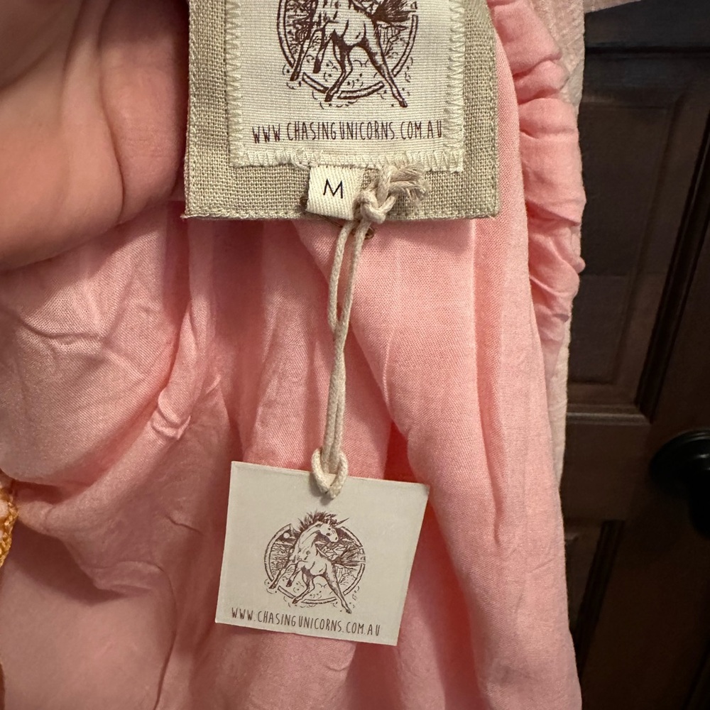NWT Chasing Unicorns Rose Garden Cotton Embroidered Mini Dress Generous Fit - Picture 8 of 9